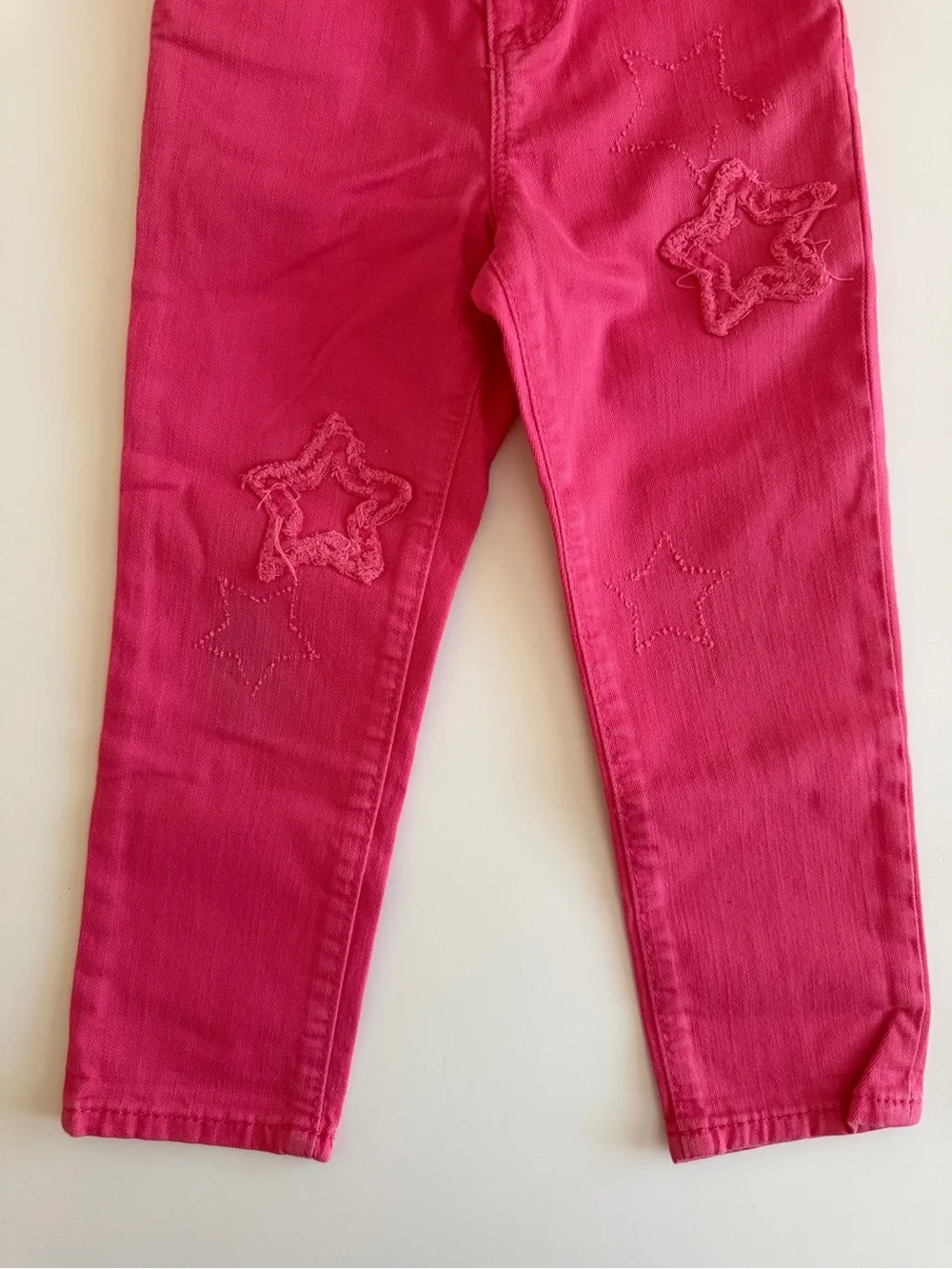 Baby GAP Girls 4 Yrs Girlfriend Denim Pant, Hot Pink with Star Stitching